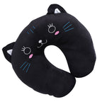 Animal Travel Neck PP Cotton Pillow Soft U Shaped Car Head Rest Toy Cushion Black Cat