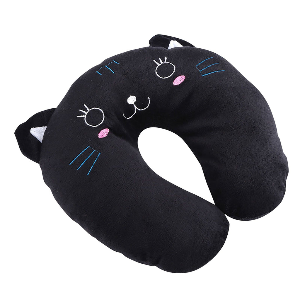 Animal Travel Neck PP Cotton Pillow Soft U Shaped Car Head Rest Toy Cushion Black Cat