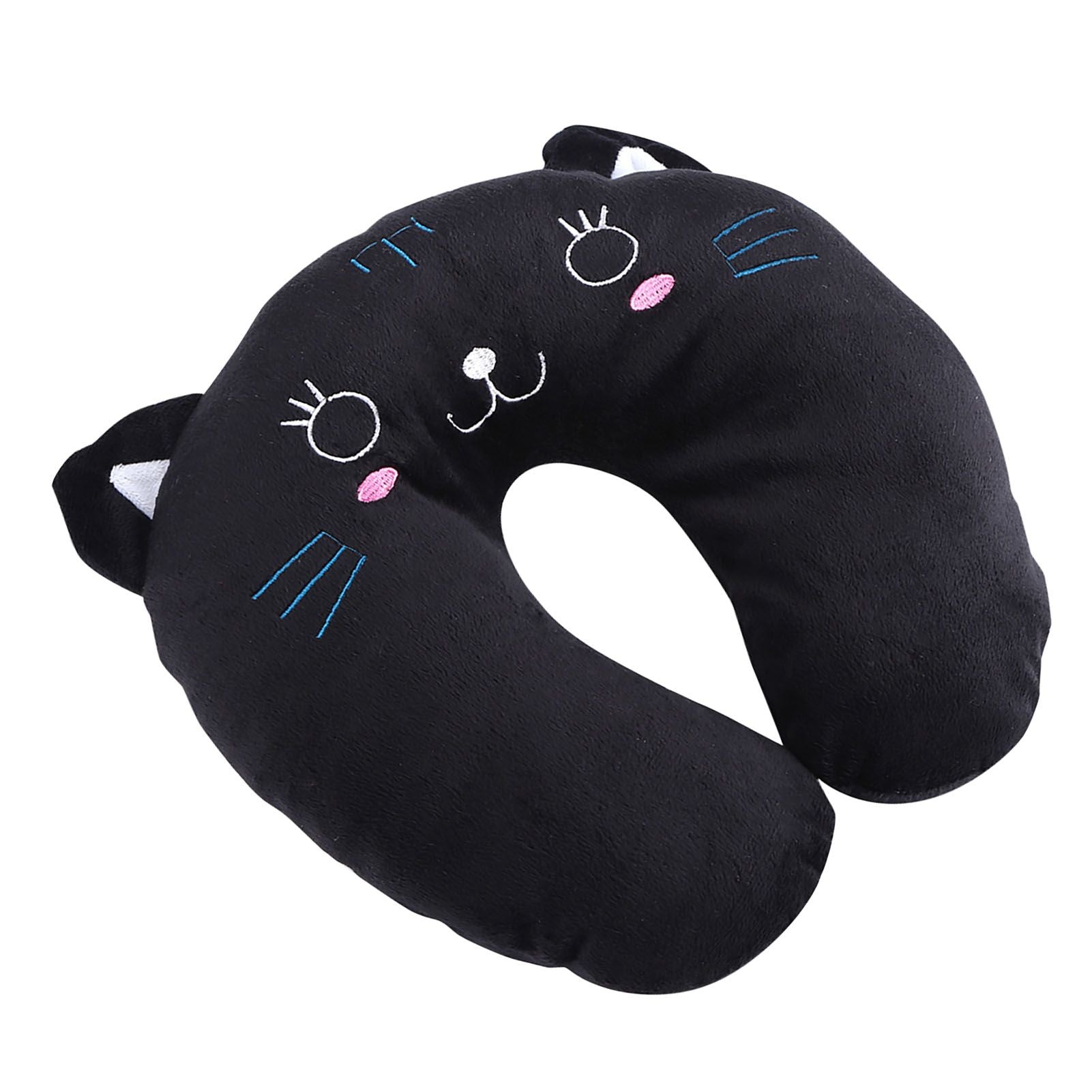 Animal Travel Neck PP Cotton Pillow Soft U Shaped Car Head Rest Toy Cushion Black Cat