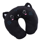 Animal Travel Neck PP Cotton Pillow Soft U Shaped Car Head Rest Toy Cushion Black Cat