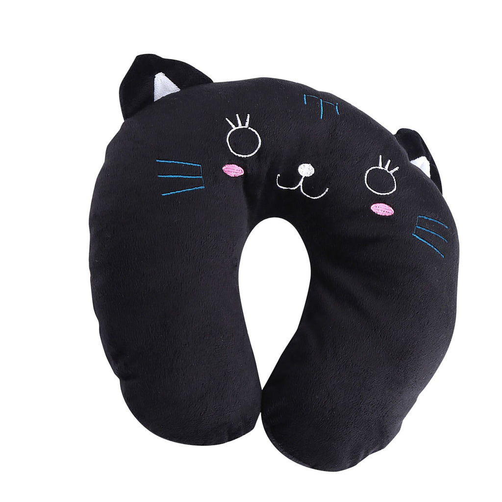 Animal Travel Neck PP Cotton Pillow Soft U Shaped Car Head Rest Toy Cushion Black Cat