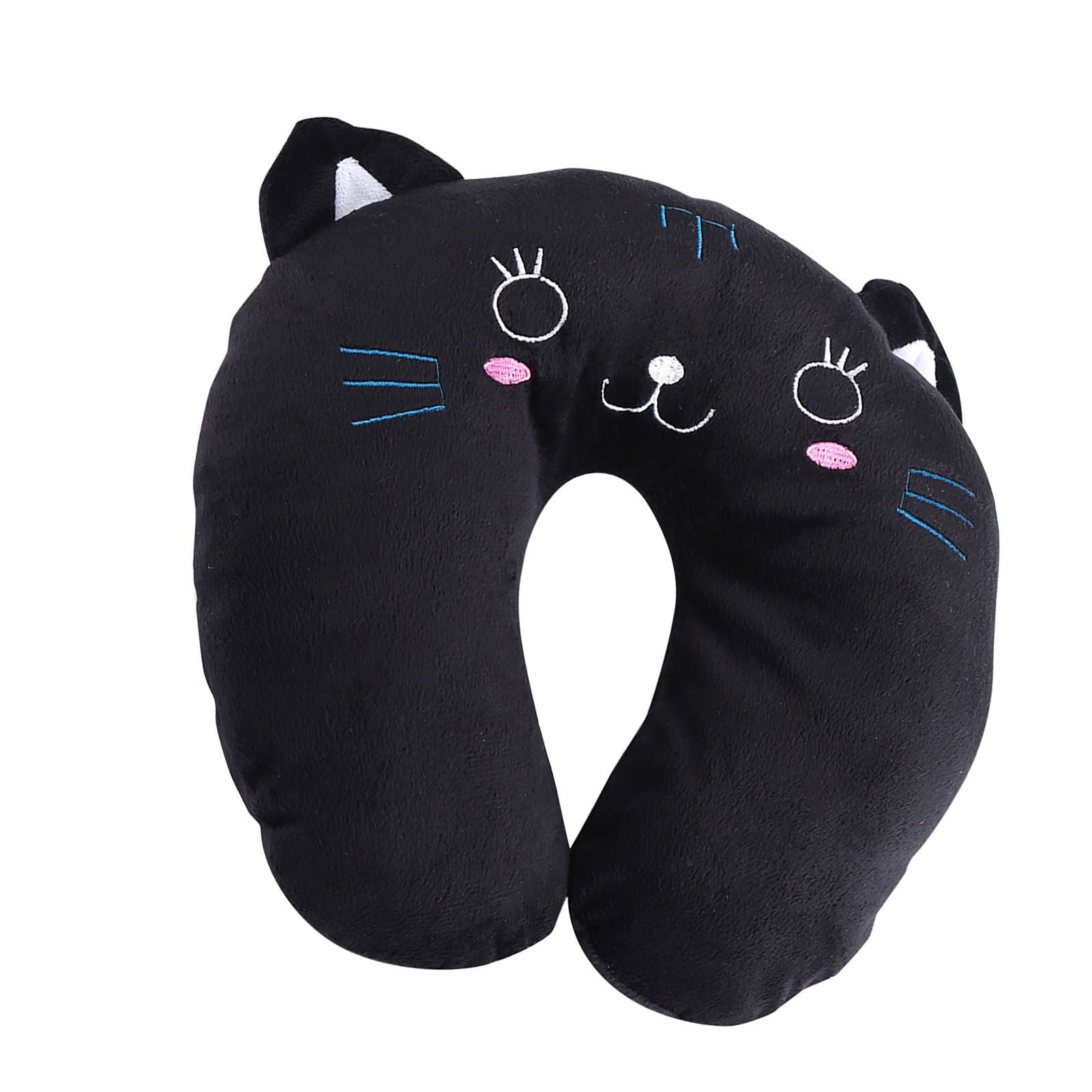 Animal Travel Neck PP Cotton Pillow Soft U Shaped Car Head Rest Toy Cushion Black Cat