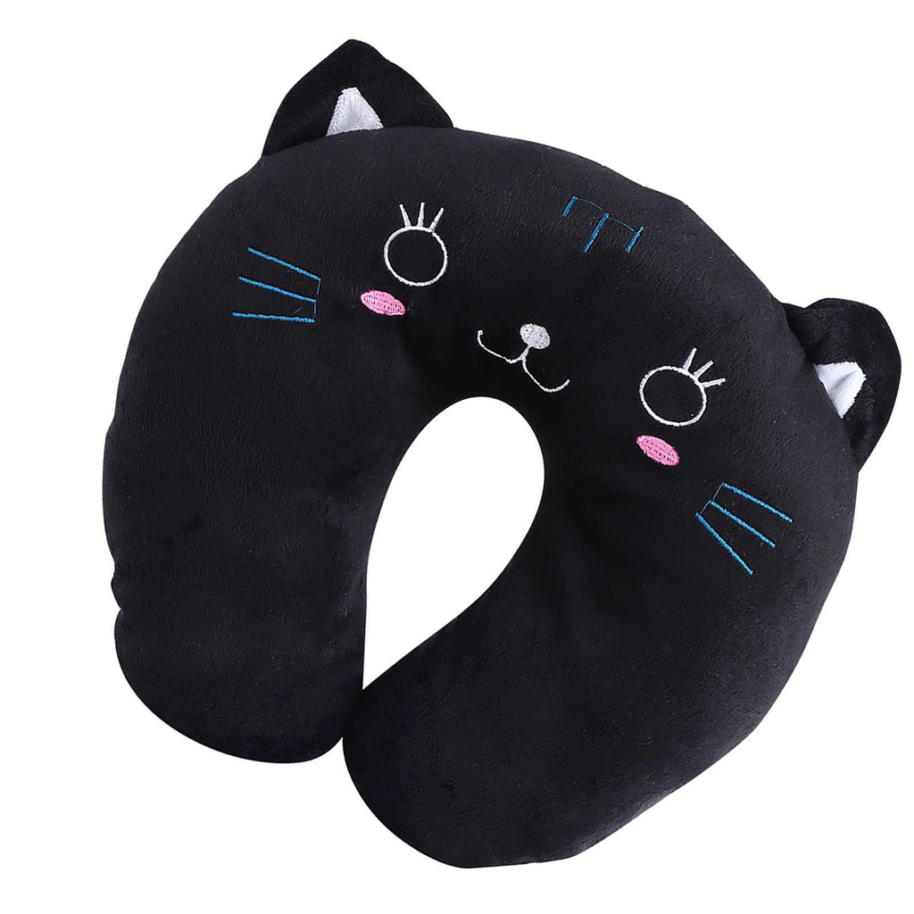 Animal Travel Neck PP Cotton Pillow Soft U Shaped Car Head Rest Toy Cushion Black Cat