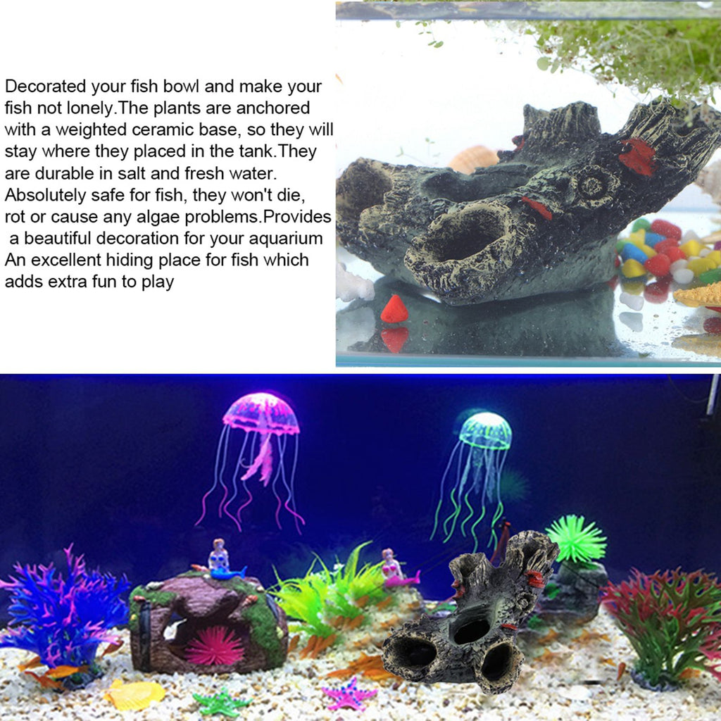 Artificial Resin Aqua Aquarium Dead Wood Fish To avoid Hole Tank Ornament Decor