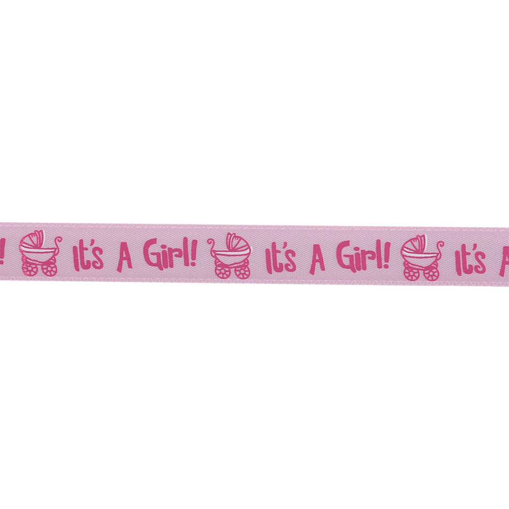 10Yards/Roll IT IS A GIRL Baby Shower Christening Party Favor Gift Stain Ribbon Pink