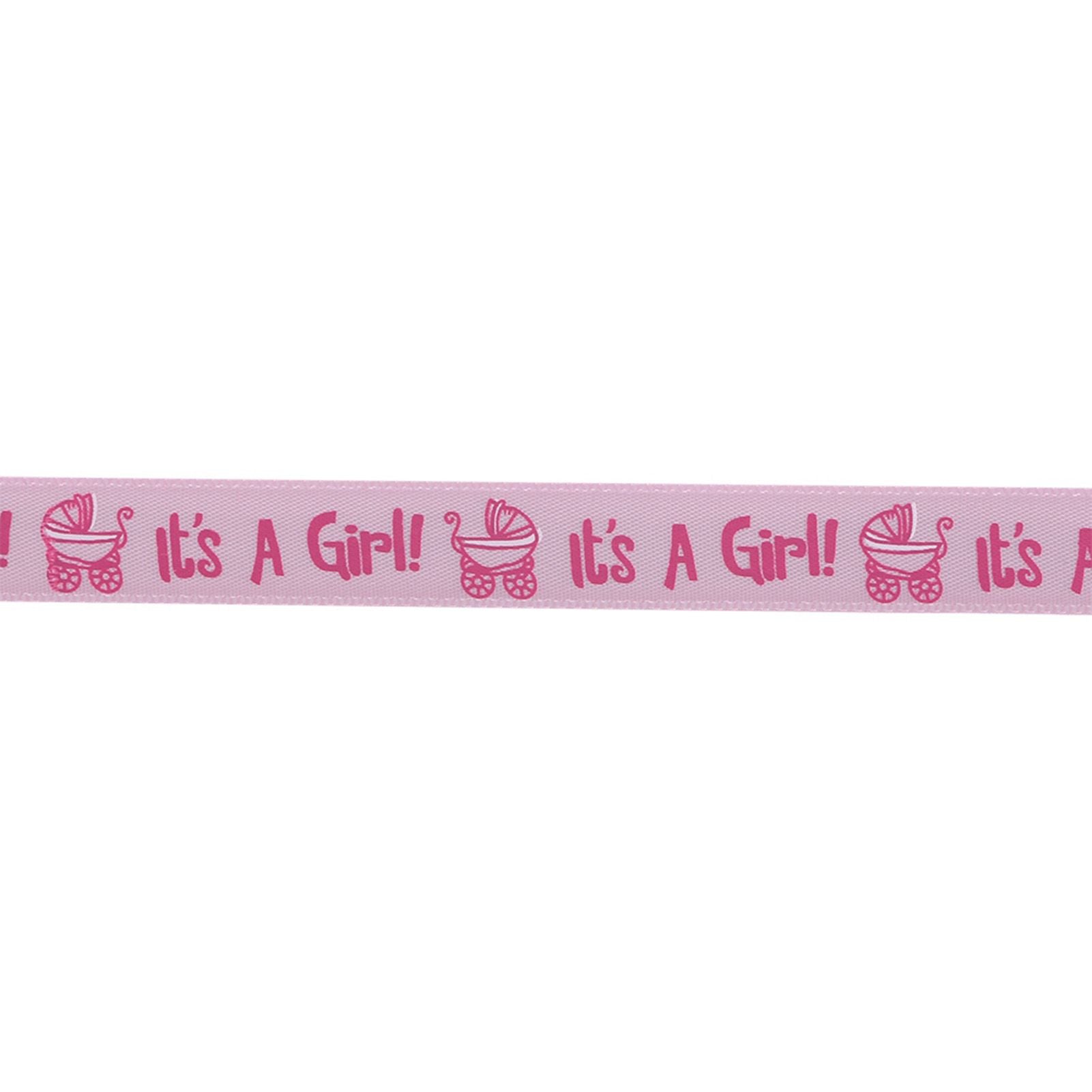 10Yards/Roll IT IS A GIRL Baby Shower Christening Party Favor Gift Stain Ribbon Pink