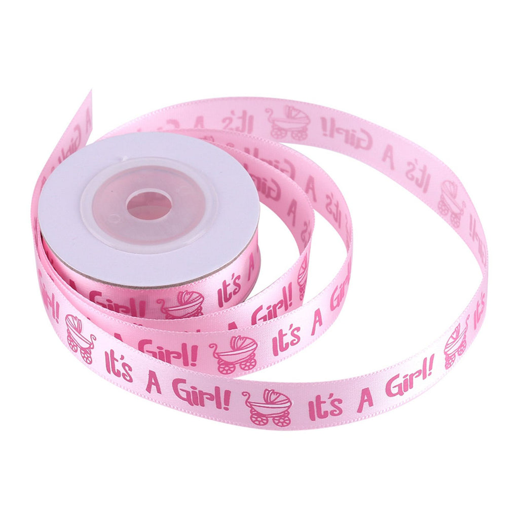 10Yards/Roll IT IS A GIRL Baby Shower Christening Party Favor Gift Stain Ribbon Pink