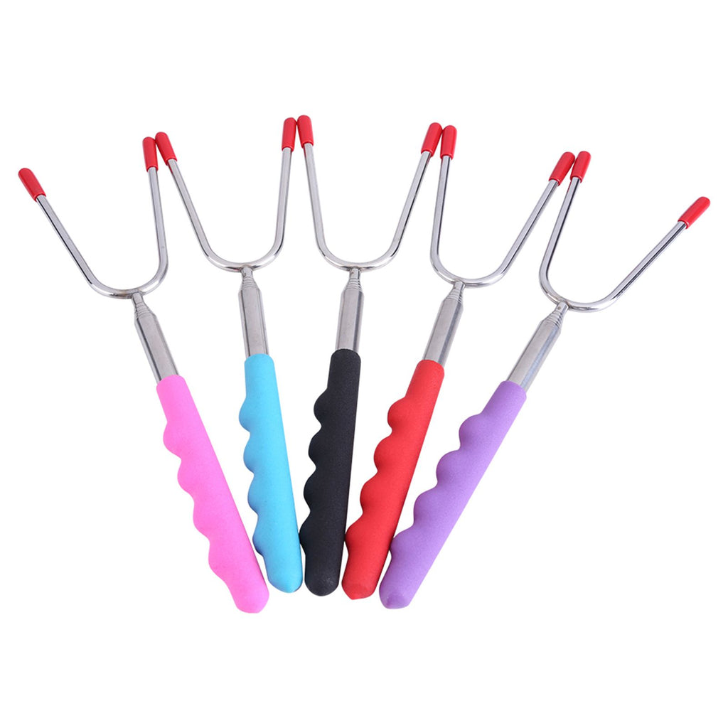 5Pcs Telescoping BBQ Marshmallow Hot Dog Skewers Forks Roasting Sticks Camping