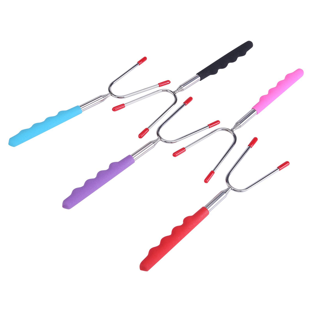 5Pcs Telescoping BBQ Marshmallow Hot Dog Skewers Forks Roasting Sticks Camping