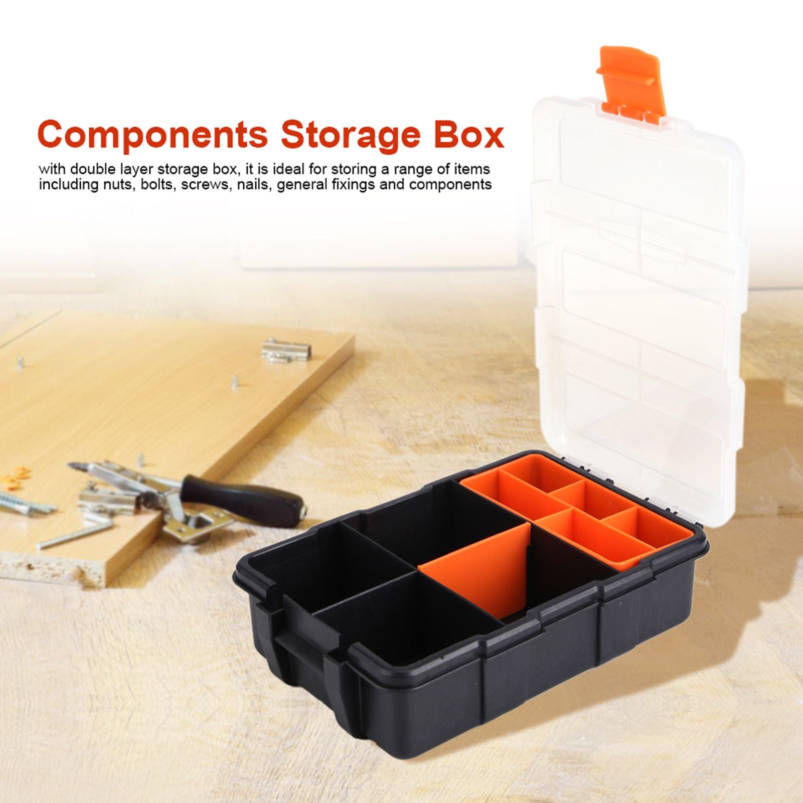 Two layer Plastic Heavy duty Components Storage Box Case Organizer Small Parts Tool Box