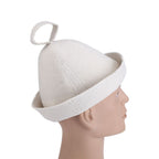 White Wool Felt Sauna Hat Cap for Russian Banya Sauna Hut With Hang Loop Supply