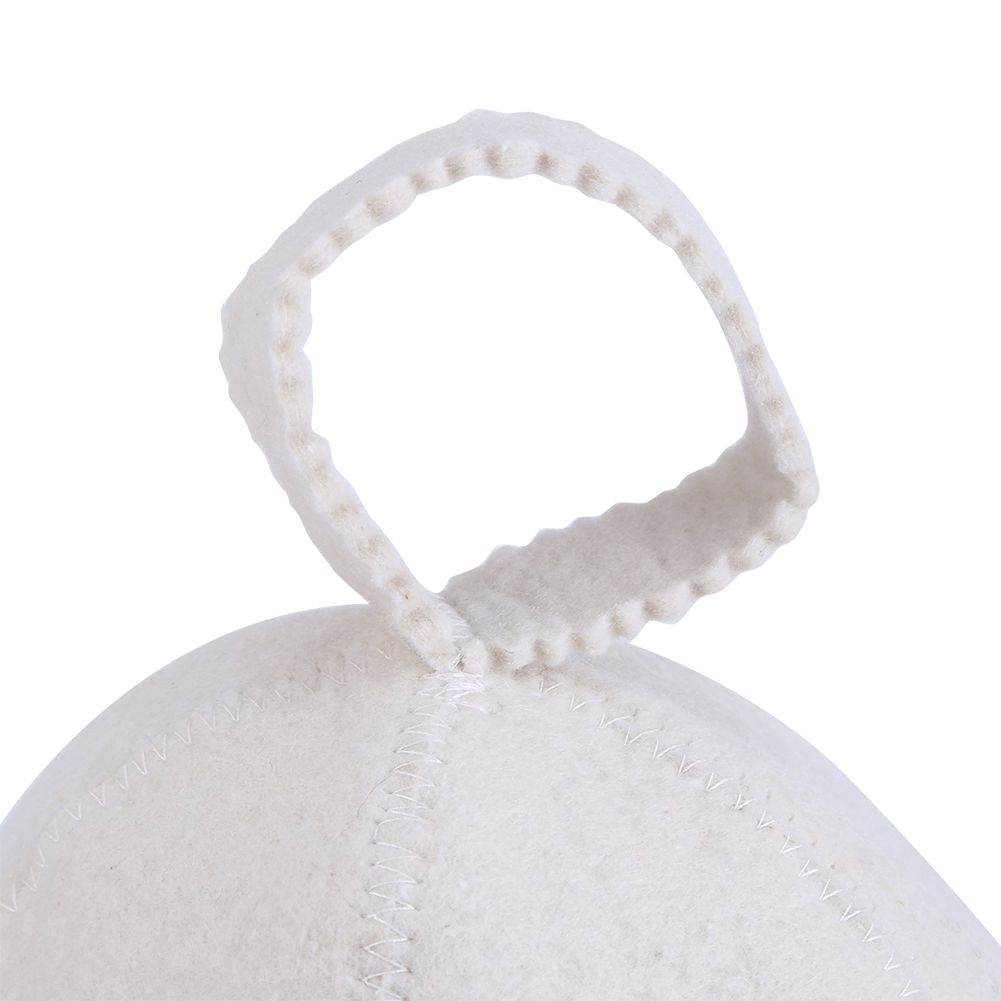 White Wool Felt Sauna Hat Cap for Russian Banya Sauna Hut With Hang Loop Supply