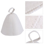 White Wool Felt Sauna Hat Cap for Russian Banya Sauna Hut With Hang Loop Supply