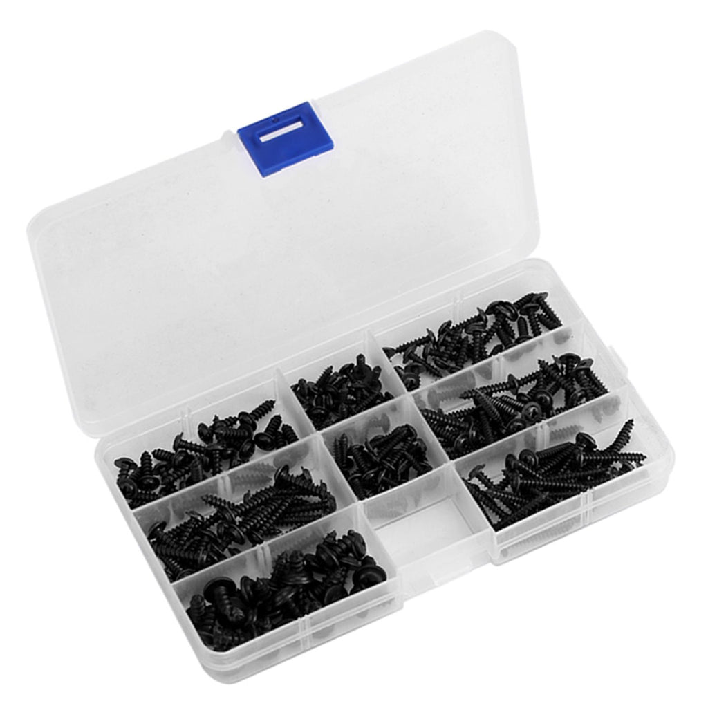 200Pcs Carbon Steel Round Head Self Tapping Screw Tools Accessories Set Screws Kit