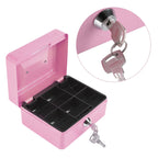 1Pc Mini Portable Steel Petty Lockable Cash Money Coin Safe Security Box Household Pink