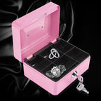 1Pc Mini Portable Steel Petty Lockable Cash Money Coin Safe Security Box Household Pink