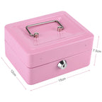 1Pc Mini Portable Steel Petty Lockable Cash Money Coin Safe Security Box Household Pink