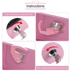 1Pc Mini Portable Steel Petty Lockable Cash Money Coin Safe Security Box Household Pink