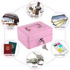 1Pc Mini Portable Steel Petty Lockable Cash Money Coin Safe Security Box Household Pink