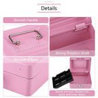 1Pc Mini Portable Steel Petty Lockable Cash Money Coin Safe Security Box Household Pink