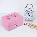 1Pc Mini Portable Steel Petty Lockable Cash Money Coin Safe Security Box Household Pink