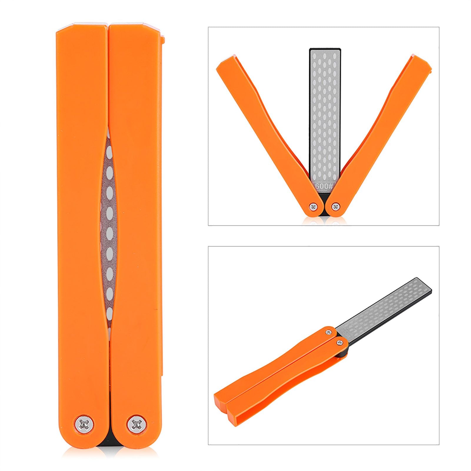 Outdoor Camping Folding Double Sided 400/600# Sharpener Stone Whetstone Sharpening Tool(Yellow)