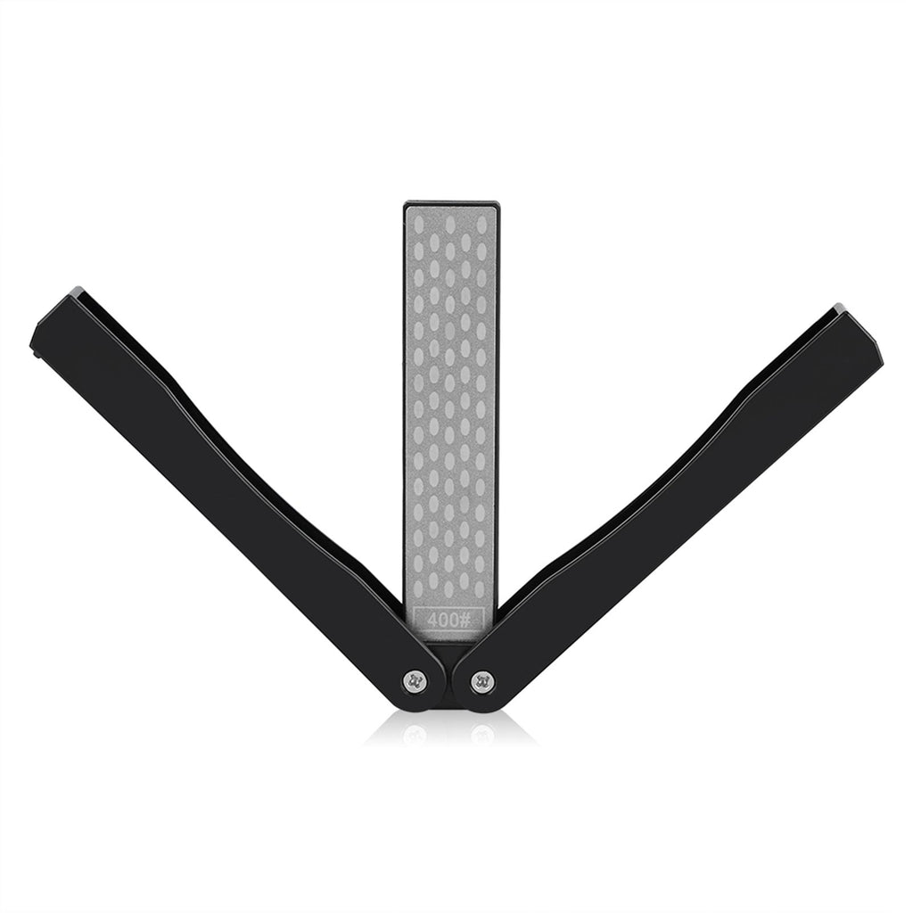 Outdoor Camping Folding Double Sided 400/600# Sharpener Stone Whetstone Sharpening Tool (Black)