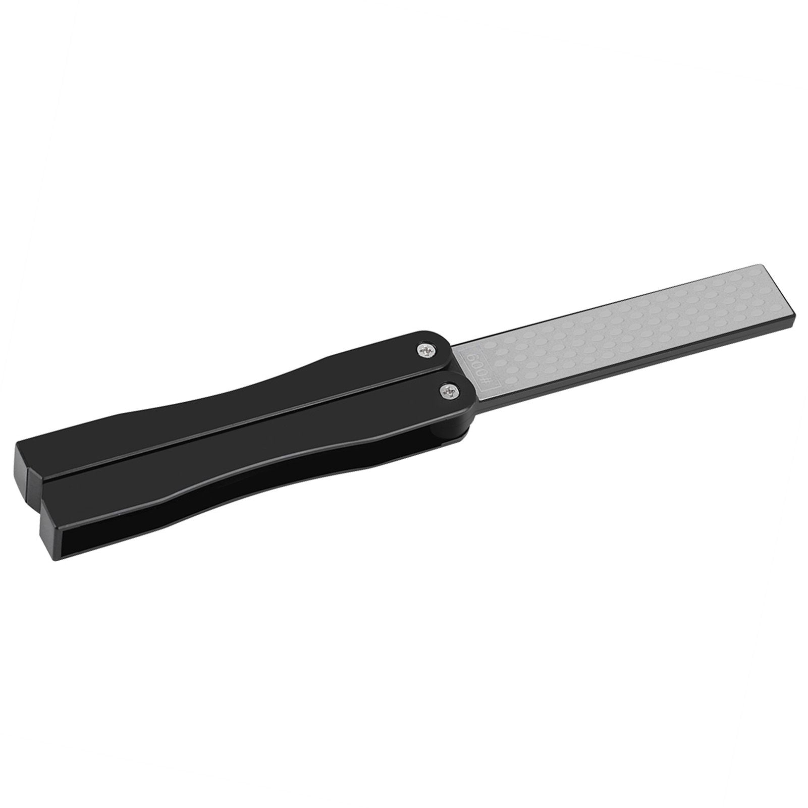 Outdoor Camping Folding Double Sided 400/600# Sharpener Stone Whetstone Sharpening Tool (Black)