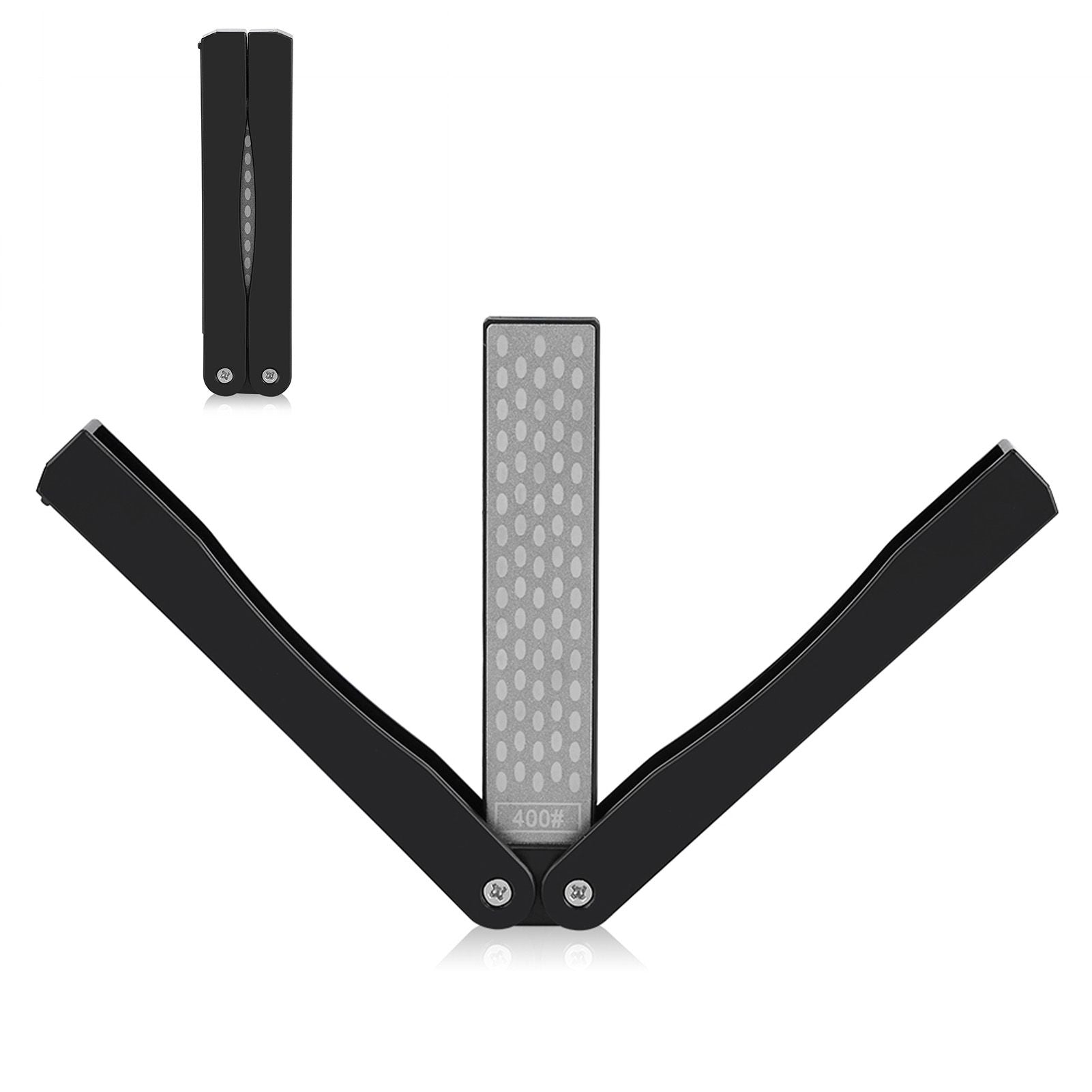 Outdoor Camping Folding Double Sided 400/600# Sharpener Stone Whetstone Sharpening Tool (Black)