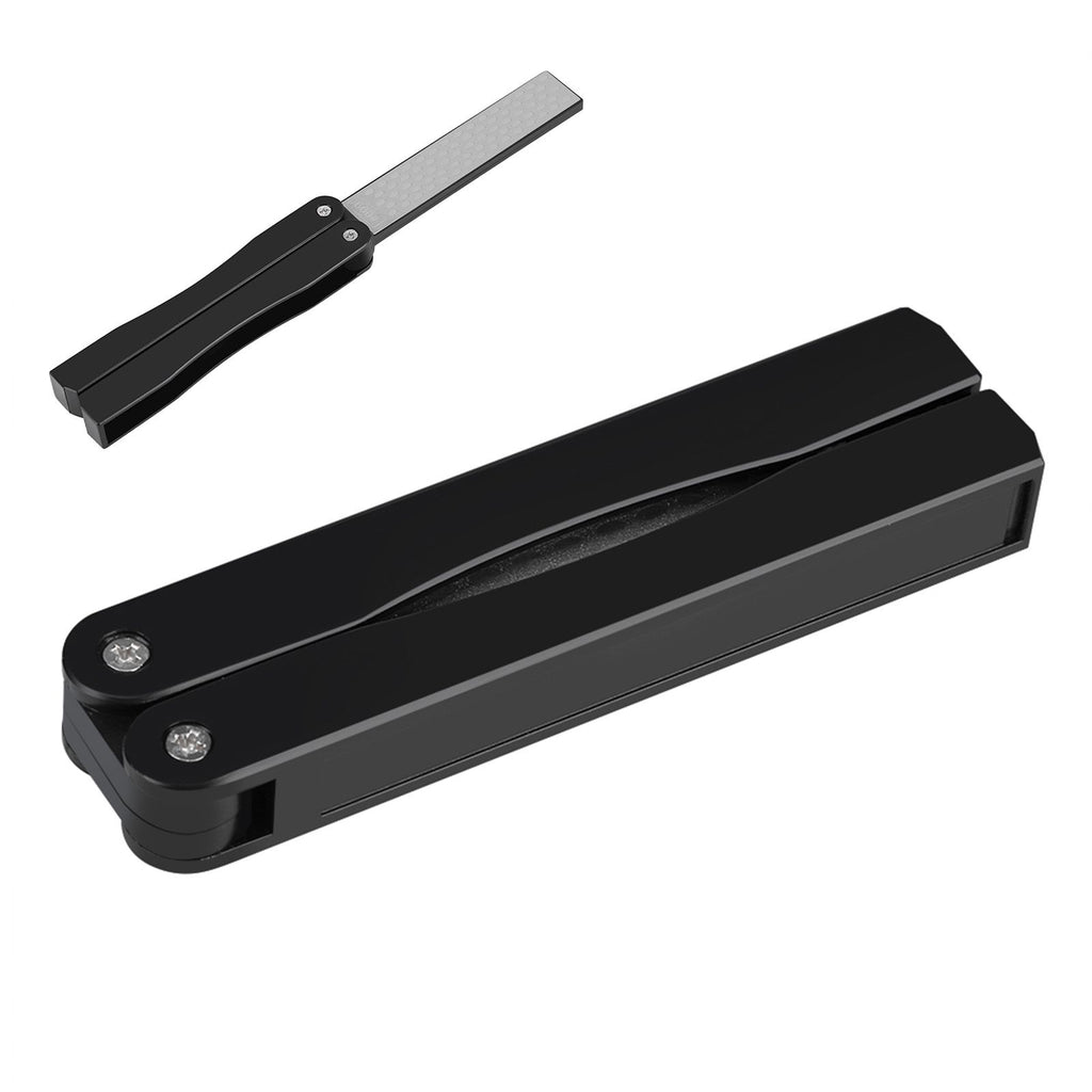 Outdoor Camping Folding Double Sided 400/600# Sharpener Stone Whetstone Sharpening Tool (Black)