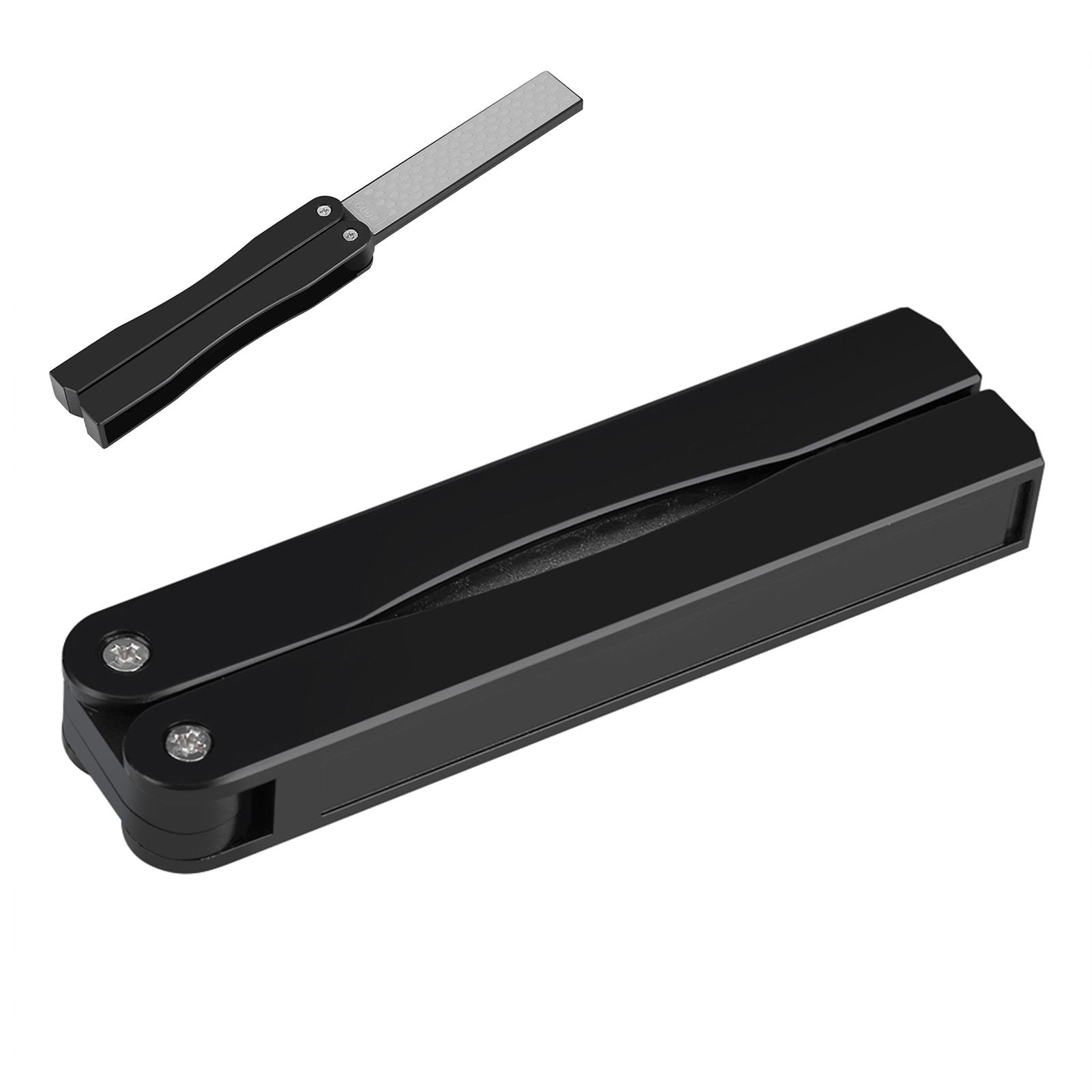 Outdoor Camping Folding Double Sided 400/600# Sharpener Stone Whetstone Sharpening Tool (Black)