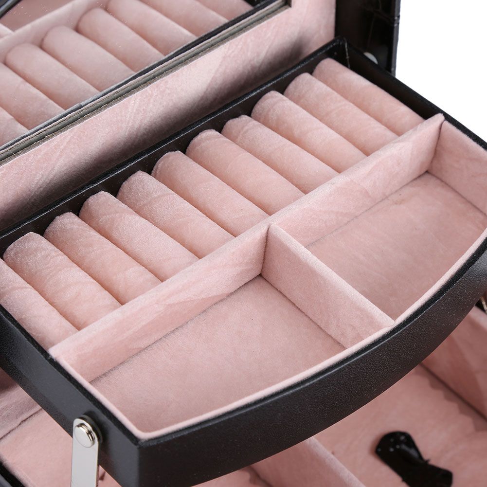 3 Layers Jewelry Necklace Ring Storage Box Case Lady Gift Home Supplies