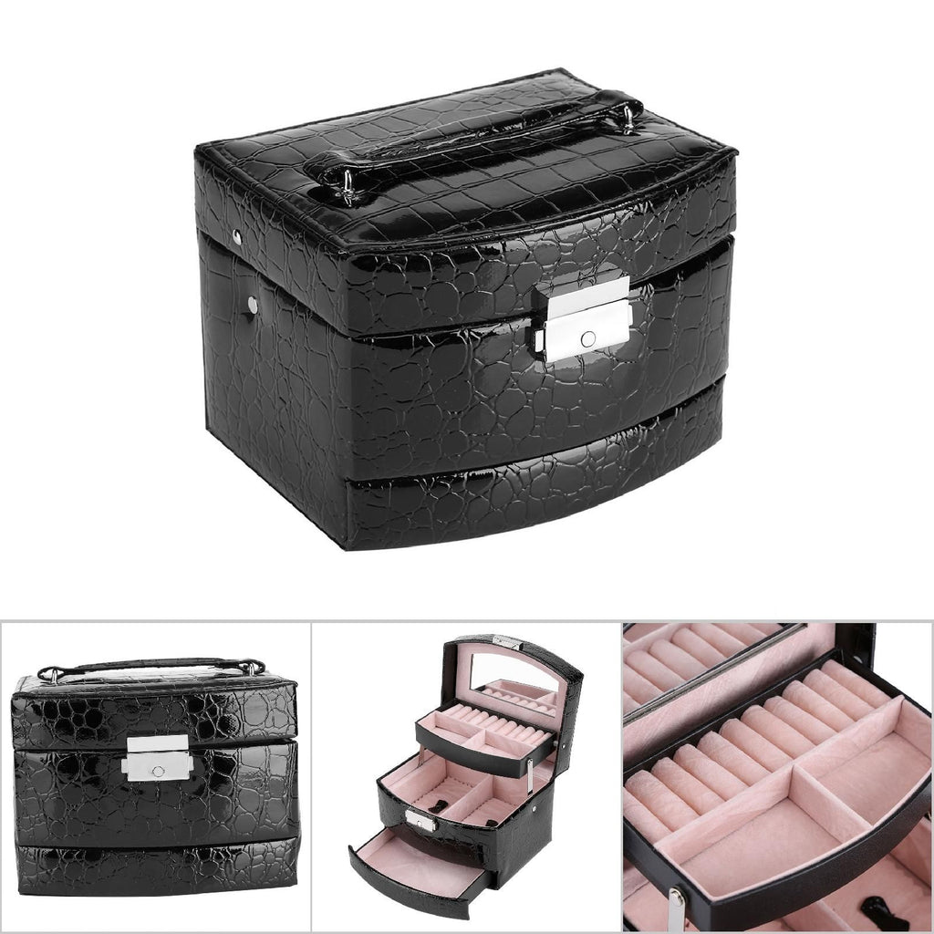 3 Layers Jewelry Necklace Ring Storage Box Case Lady Gift Home Supplies