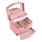 3 Layers Jewelry Necklace Ring Storage Box Case Lady Gift Home Supplies