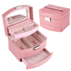 3 Layers Jewelry Necklace Ring Storage Box Case Lady Gift Home Supplies