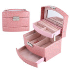 3 Layers Jewelry Necklace Ring Storage Box Case Lady Gift Home Supplies