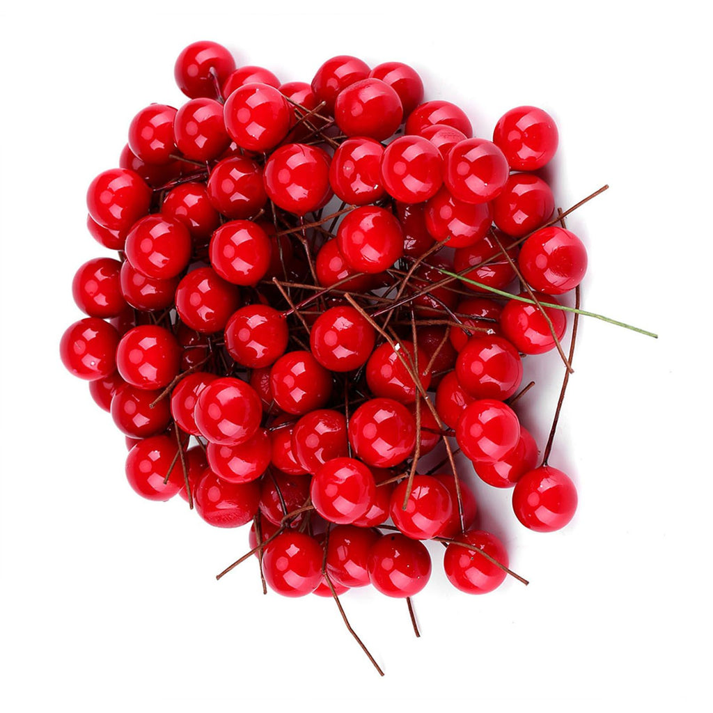 100pcs Artificial Red Holly Berry Christmas Home Decoration Hanging Ornaments