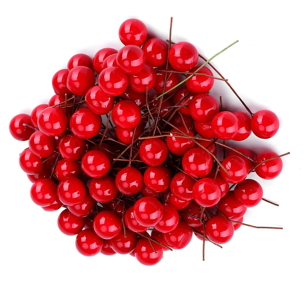 100pcs Artificial Red Holly Berry Christmas Home Decoration Hanging Ornaments