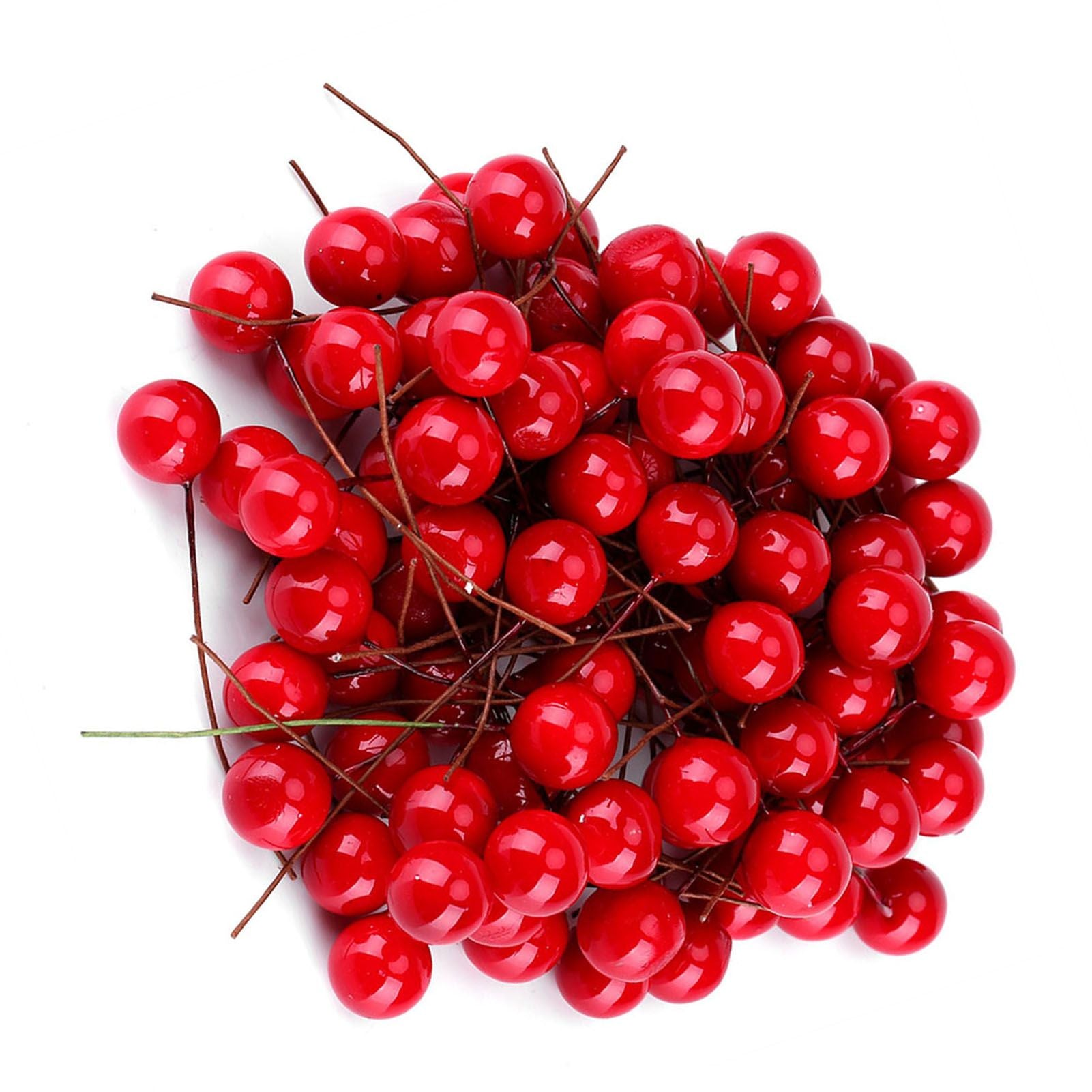 100pcs Artificial Red Holly Berry Christmas Home Decoration Hanging Ornaments
