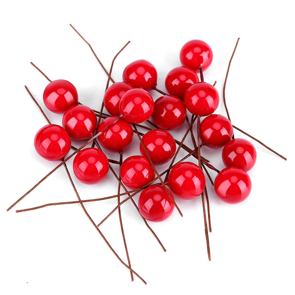 100pcs Artificial Red Holly Berry Christmas Home Decoration Hanging Ornaments
