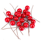 100pcs Artificial Red Holly Berry Christmas Home Decoration Hanging Ornaments