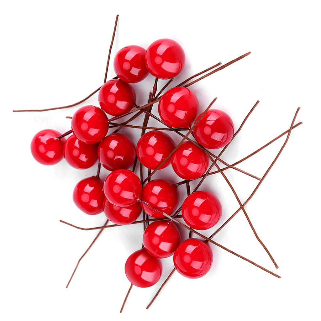 100pcs Artificial Red Holly Berry Christmas Home Decoration Hanging Ornaments