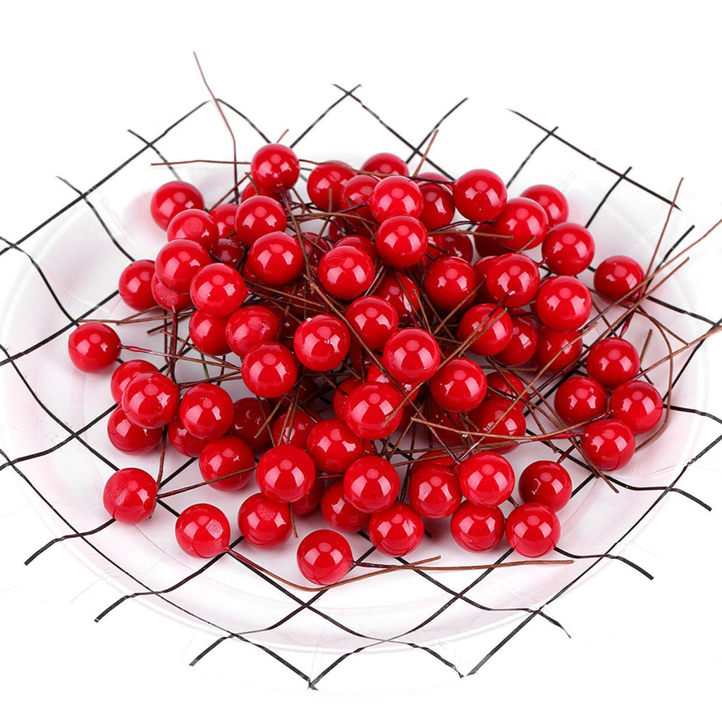 100pcs Artificial Red Holly Berry Christmas Home Decoration Hanging Ornaments