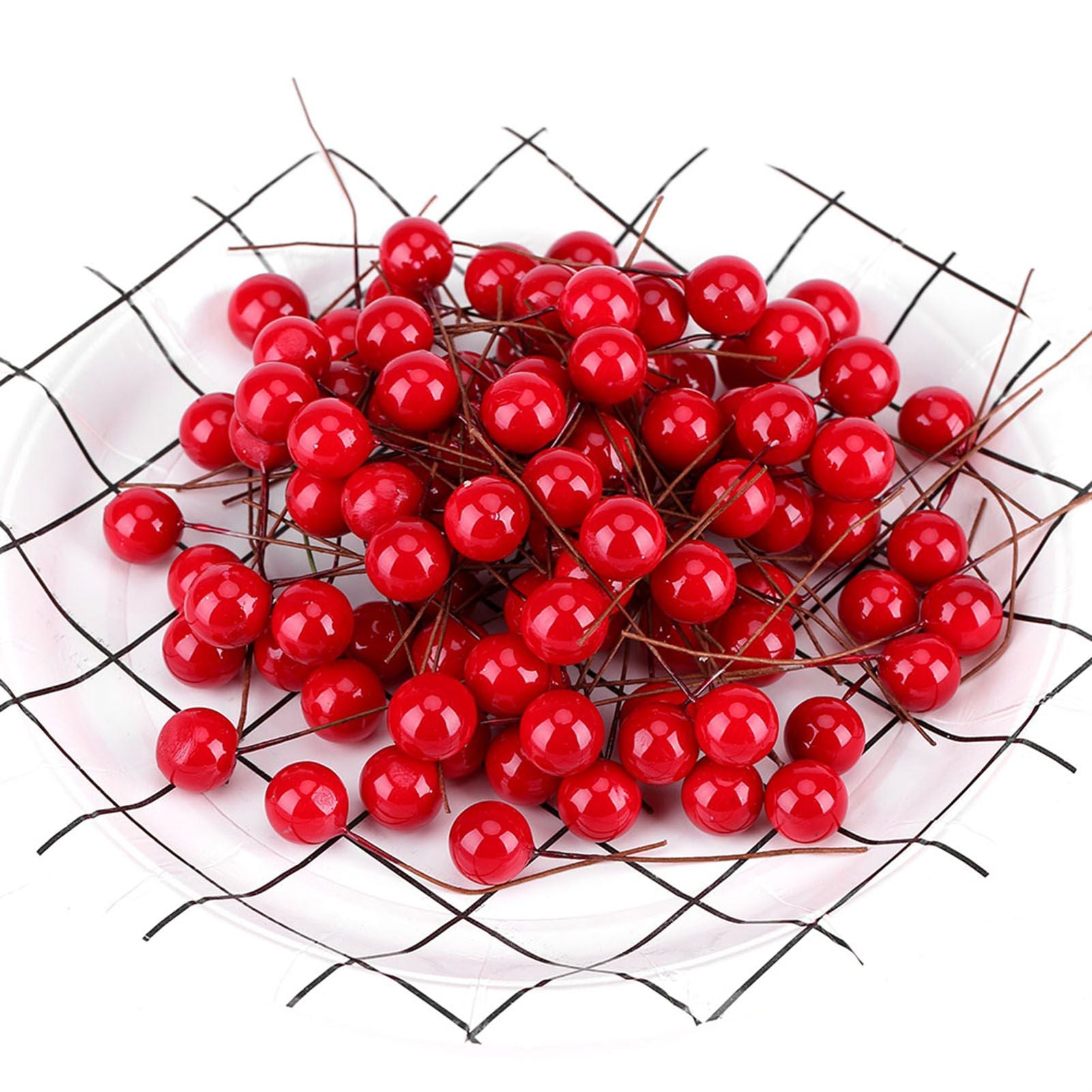 100pcs Artificial Red Holly Berry Christmas Home Decoration Hanging Ornaments