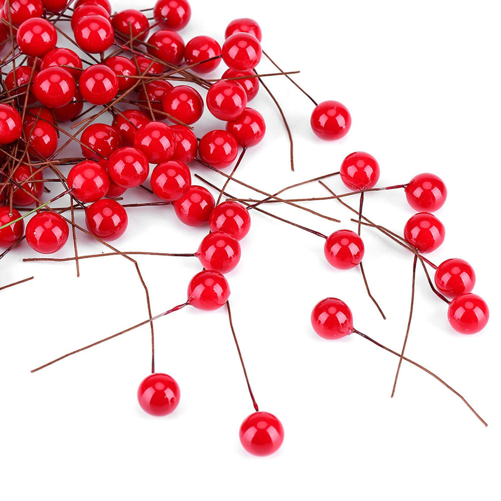 100pcs Artificial Red Holly Berry Christmas Home Decoration Hanging Ornaments