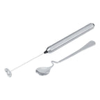 Kitchen Stainless Steel Handheld Battery Operated Electric Coffee Milk Frother with Spoon