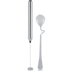 Kitchen Stainless Steel Handheld Battery Operated Electric Coffee Milk Frother with Spoon