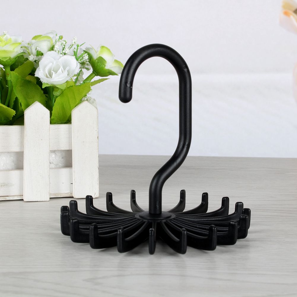 Adjustable Rotating Tie Rack Hanger 20 Hooks Neck Belt Scarf Holder Organizer