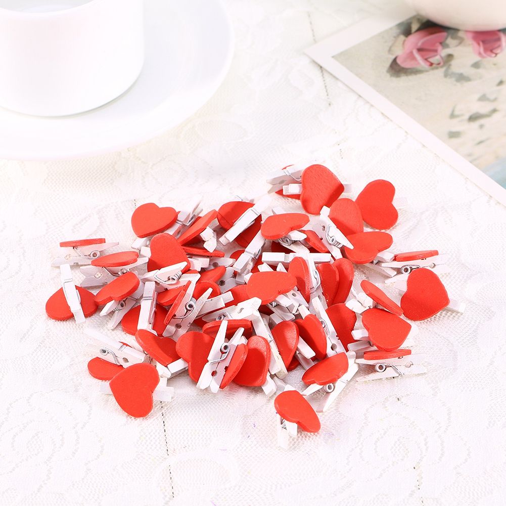 Heart Wooden Pegs Pins Memo Picture Photo Clips Wedding Xmas Party Decoration SS