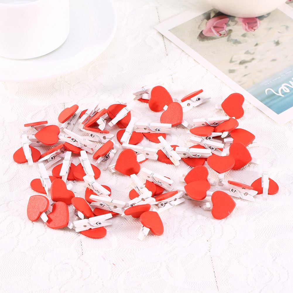 Heart Wooden Pegs Pins Memo Picture Photo Clips Wedding Xmas Party Decoration SS